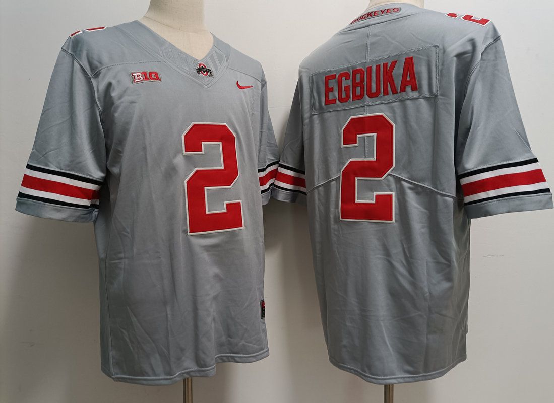 Men Ohio State Buckeyes #2 Egbuka Grey Nike 2025 NCAA Jersey